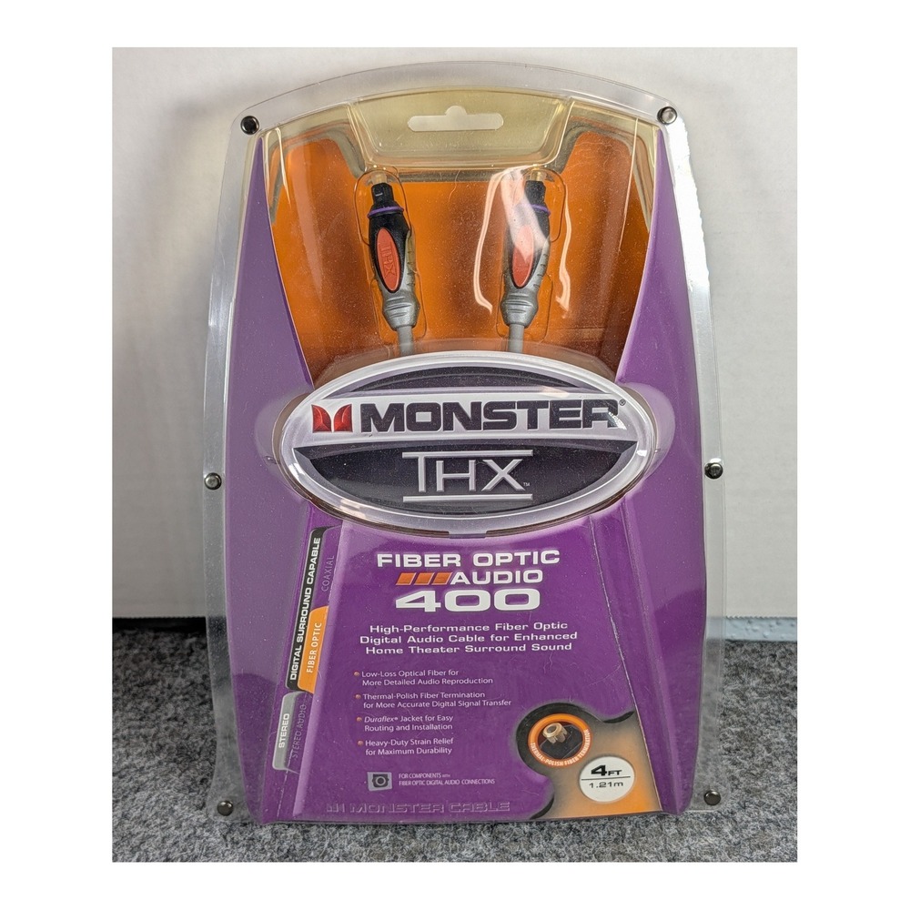 Monster THX Certified Fiber Optic Digital Audio 400 Cable 4ft 1.21m New Sealed